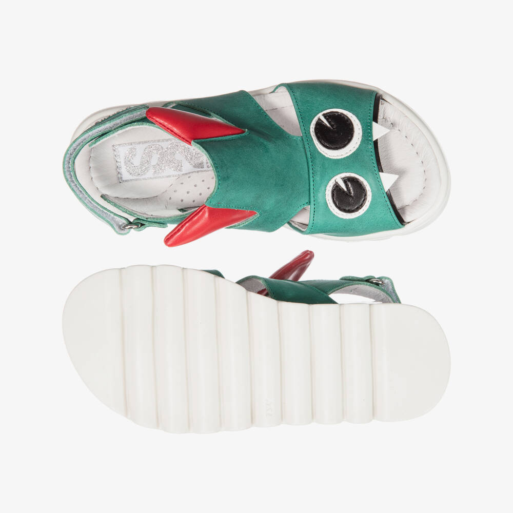 Step2wo-صندل 'مونستر' جلد لون أخضر | Childrensalon Outlet