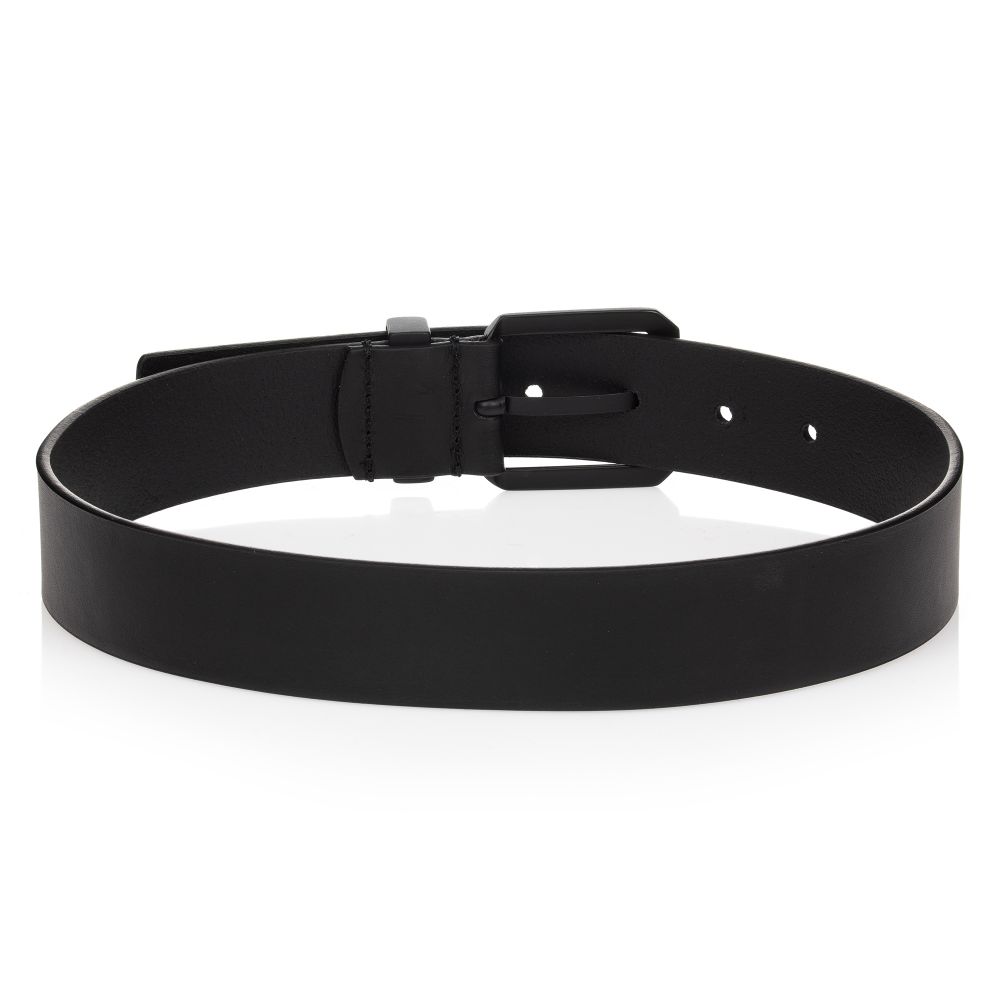 Stone Island Junior-Black Leather Buckle Belt | Childrensalon Outlet