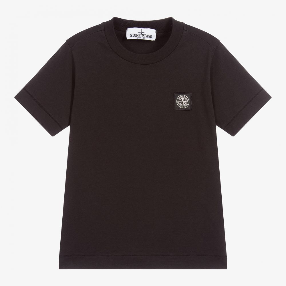 Stone Island Junior Black Logo Badge T Shirt Childrensalon Outlet