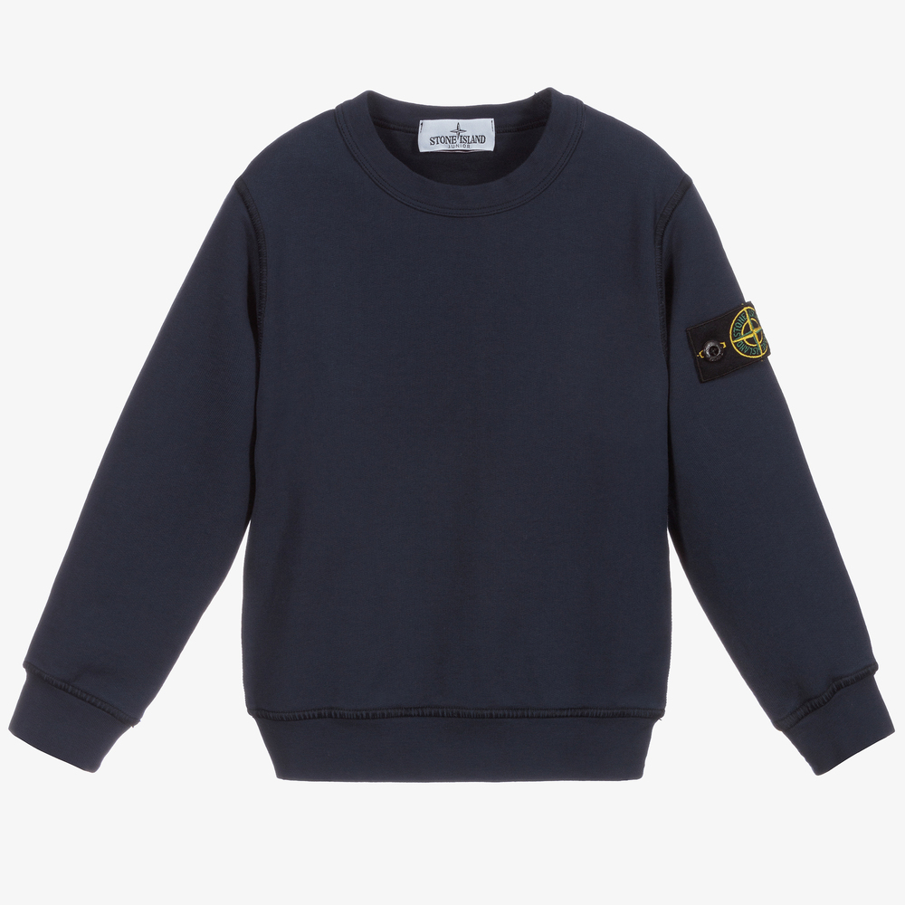 Stone Island Junior - Blue Cotton Logo Sweatshirt | Childrensalon
