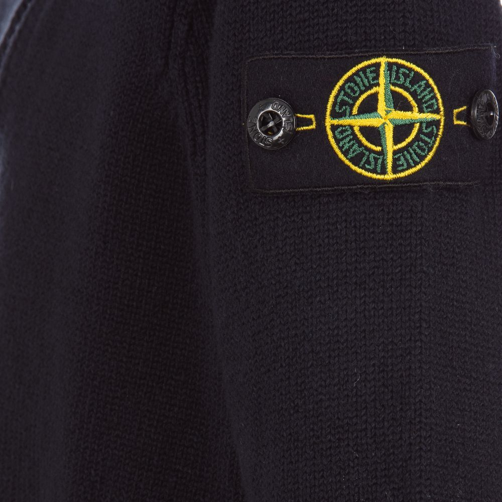 Stone Island Junior Blue Knitted Logo Zip-Up Top