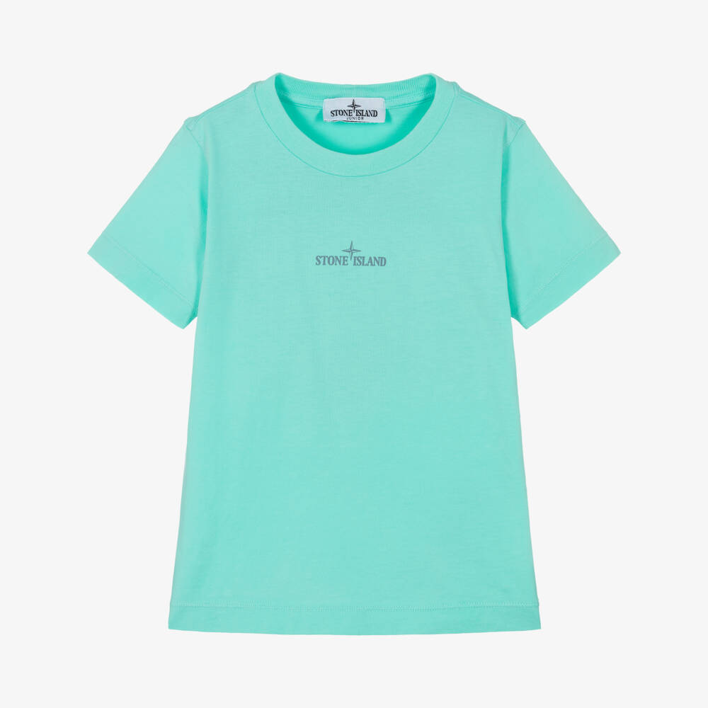 Stone Island Junior-Футболка с логотипом аква для мальчиков | Childrensalon Outlet