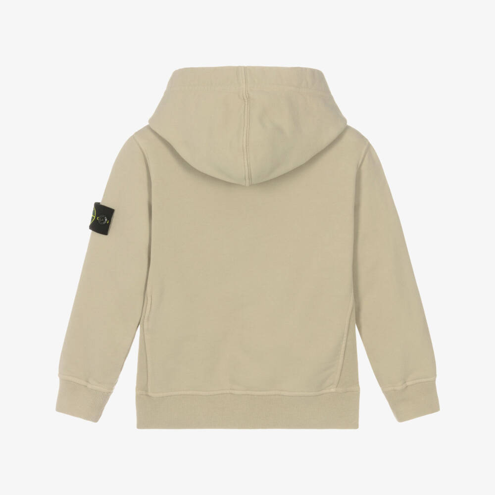 Stone Island Junior-Boys Beige Cotton Hoodie with Compass Badge | Childrensalon Outlet
