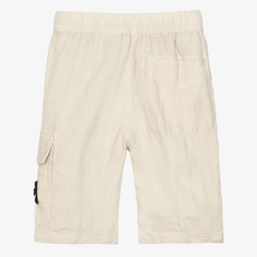 Stone Island Junior-Boys Beige Linen Bermuda Shorts | Childrensalon Outlet