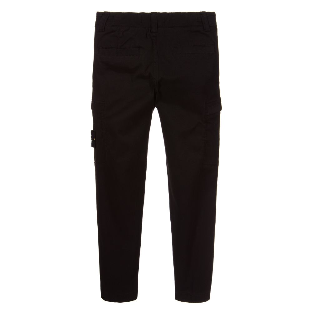 Stone Island Junior-Boys Black Cargo Trousers | Childrensalon Outlet