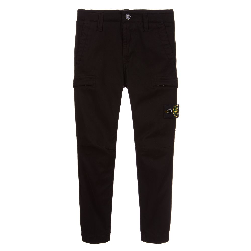 Boys Black Cargo Trousers