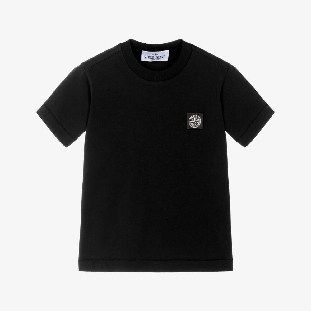 Stone Island Junior-Boys Black Cotton Compass Patch T-Shirt | Childrensalon Outlet