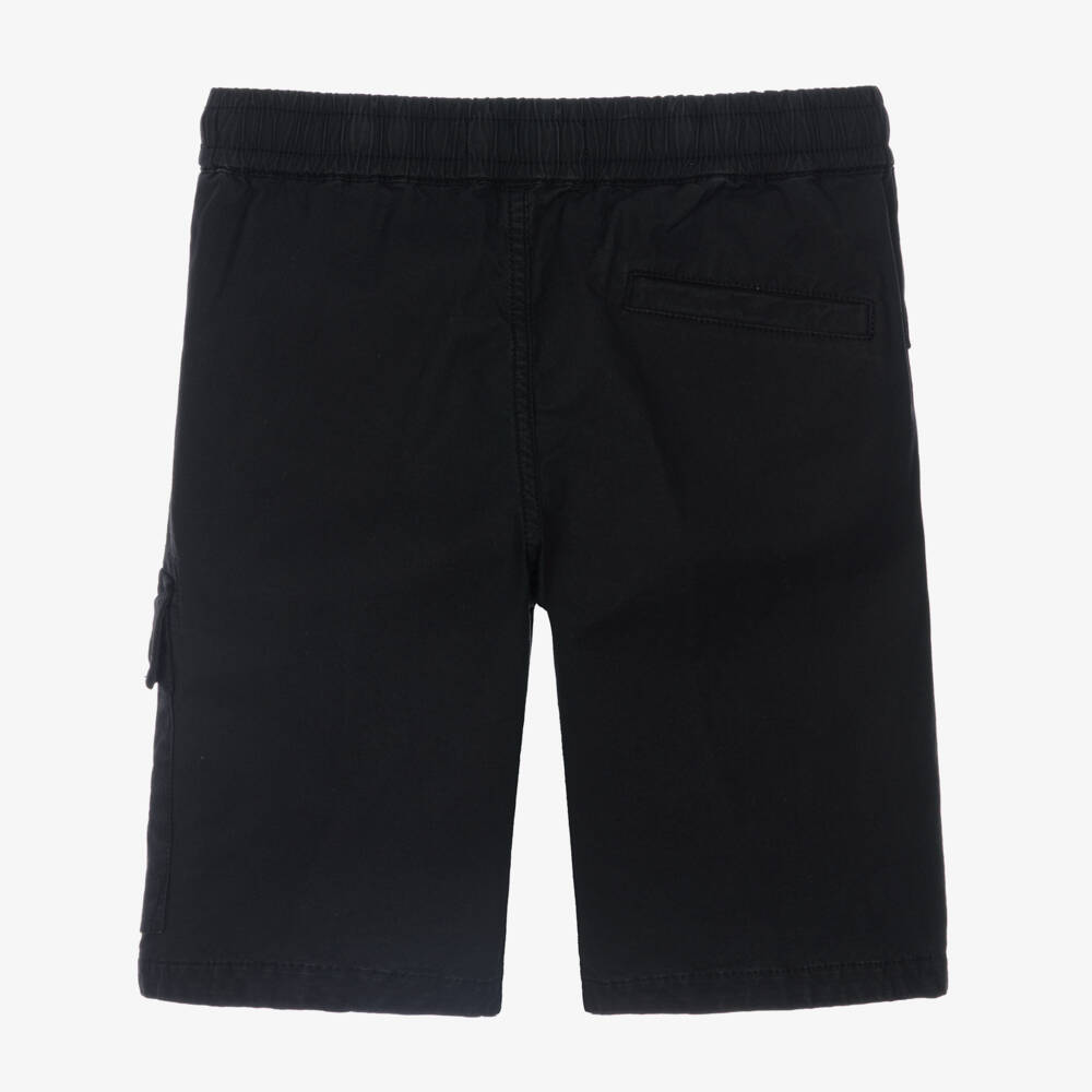 Stone Island Junior-Boys Black Cotton Shorts with Logo Compass Badge | Childrensalon Outlet