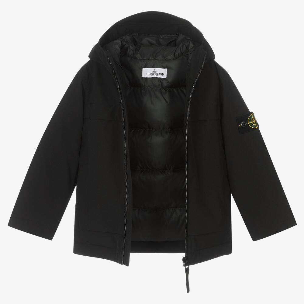 Stone Island Junior-Boys Black Down Filled Jacket | Childrensalon Outlet