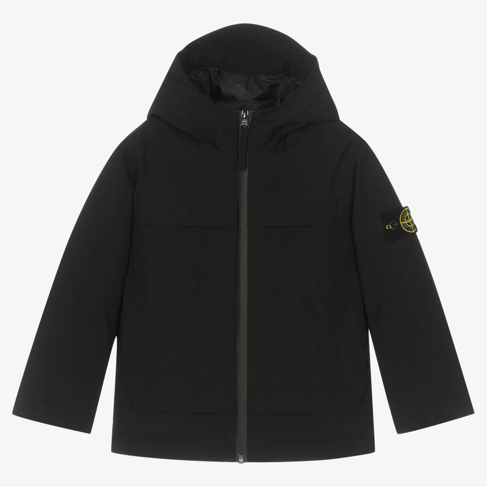 Stone Island Junior - Черный пуховик для мальчиков | Childrensalon