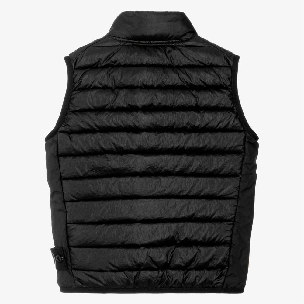 Stone Island Junior-Boys Black Down Padded Gilet with Compass Badge | Childrensalon Outlet