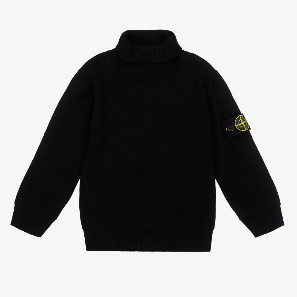 Stone Island Junior - Boys Black Logo Badge Sweater | Childrensalon Outlet