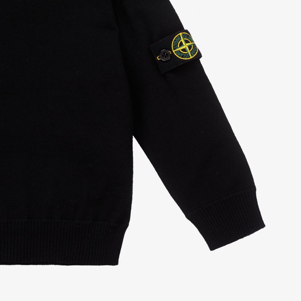 Stone Island Junior Boys Black Logo Badge Sweater