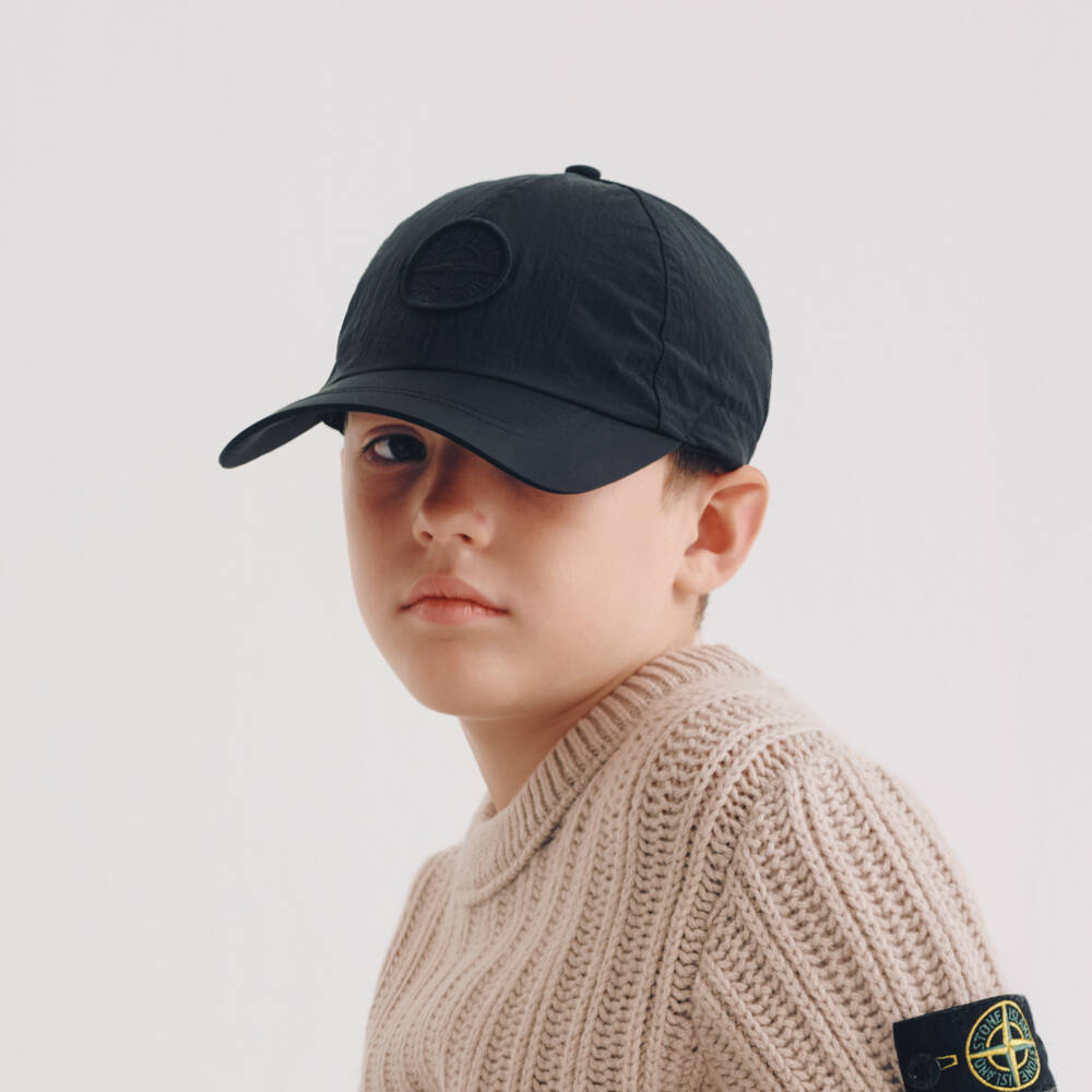 Stone Island Junior-Boys Black Water-Repellent Baseball Cap | Childrensalon Outlet