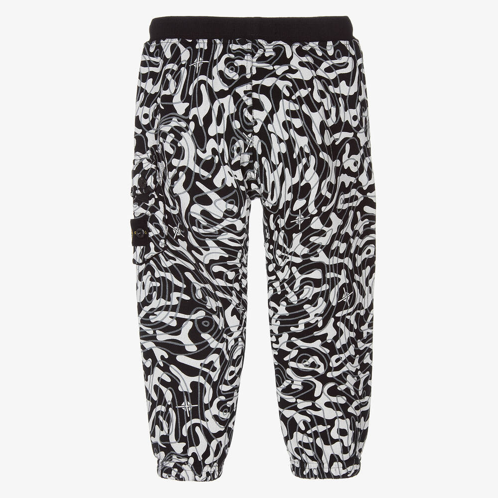 Stone Island Junior-Boys Black & White Joggers | Childrensalon Outlet