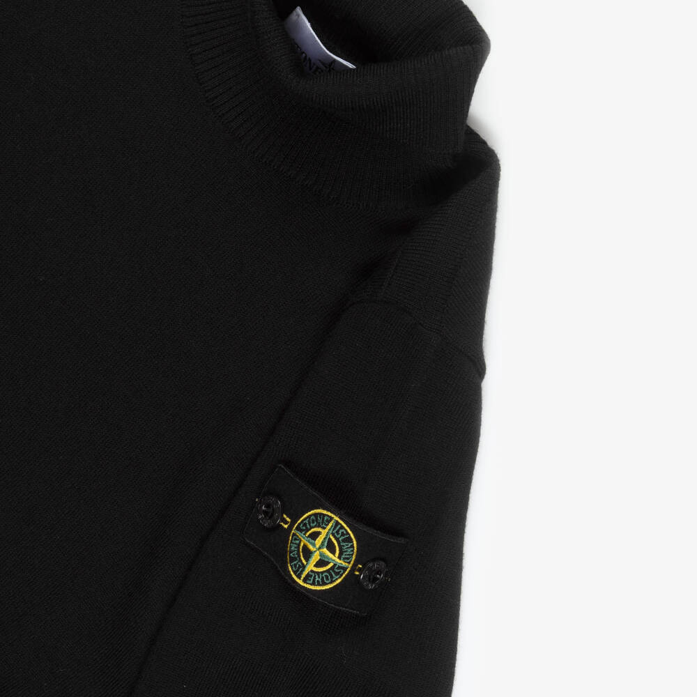 Stone Island Junior-Boys Black Wool Turtleneck | Childrensalon Outlet