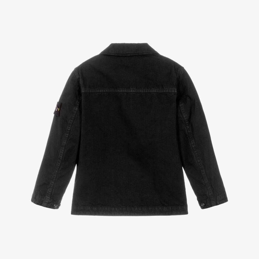 Stone Island Junior-Boys Black Zip-Up Overshirt | Childrensalon Outlet