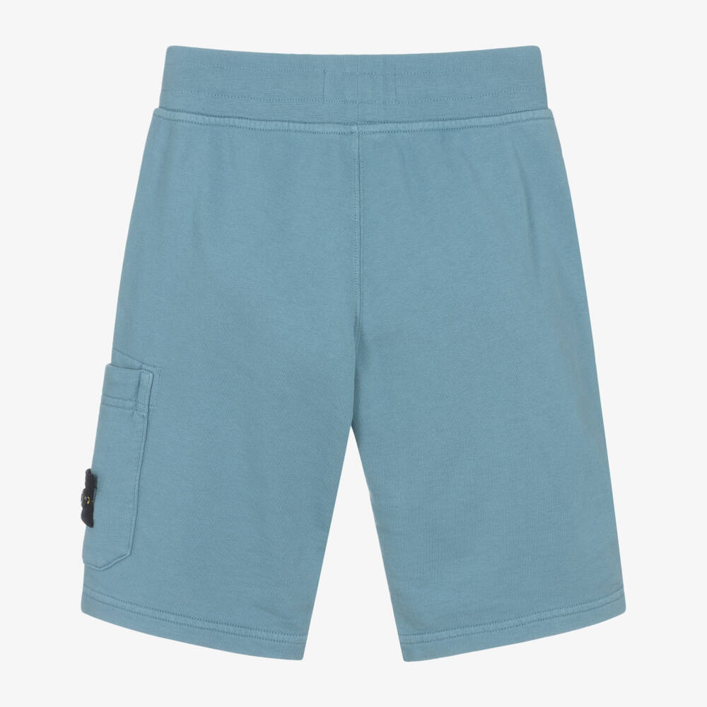 Stone Island Junior-Boys Blue Cotton Jersey Shorts with Logo Badge | Childrensalon Outlet