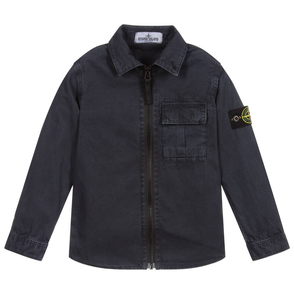 Boys Blue Cotton Logo Shirt