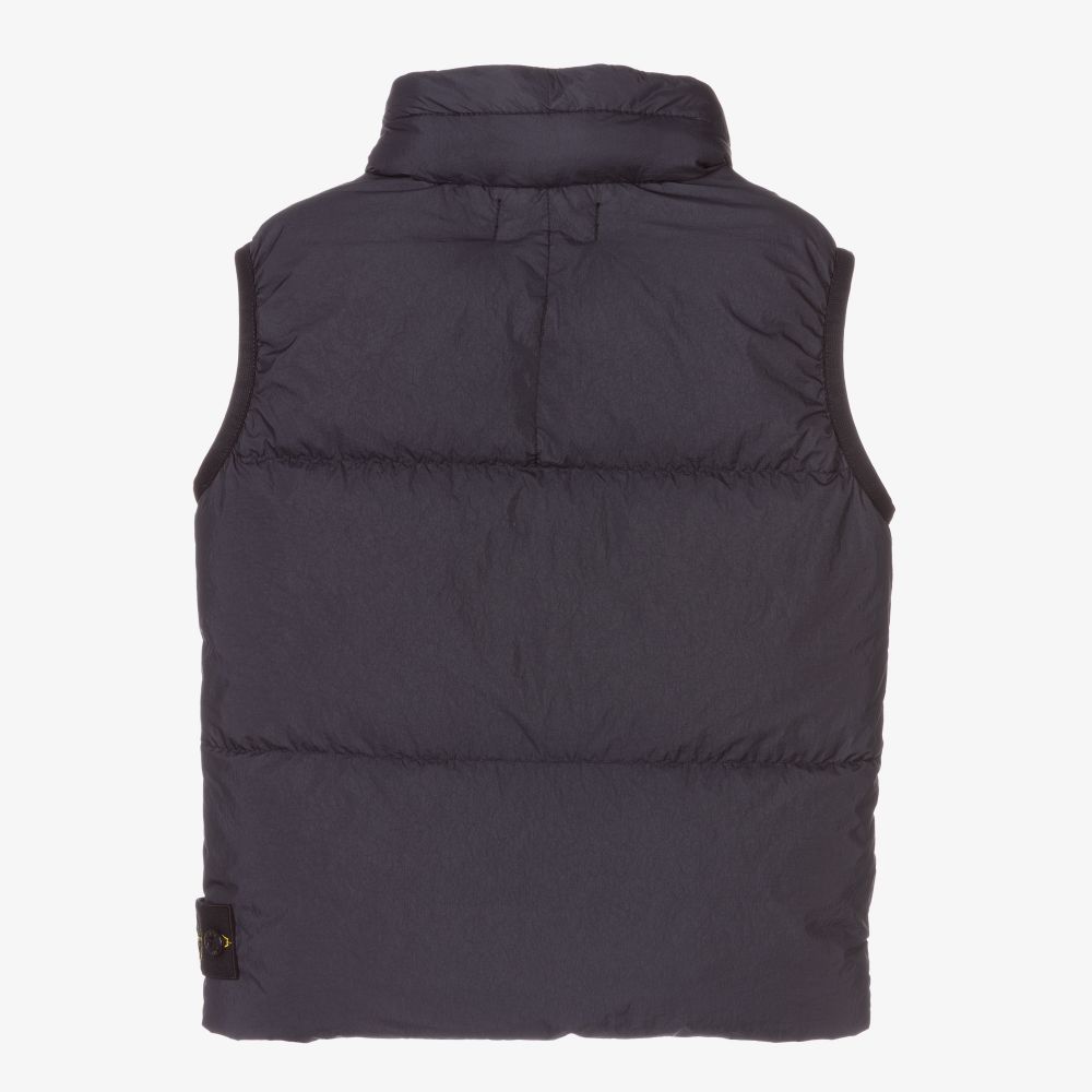 Stone Island Junior - Boys Blue Down Logo Gilet | Childrensalon Outlet