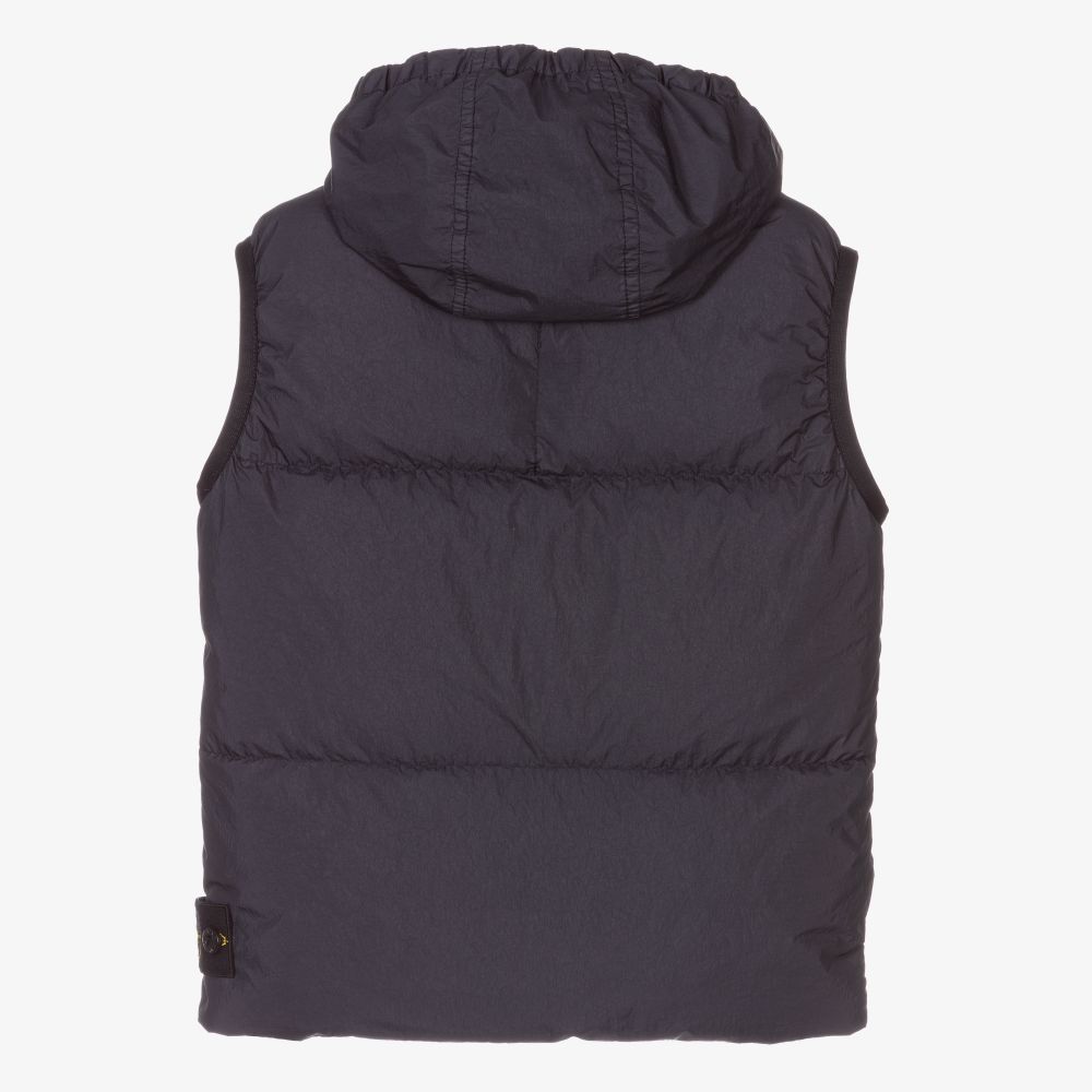 Stone Island Junior-Boys Blue Down Logo Gilet  | Childrensalon Outlet