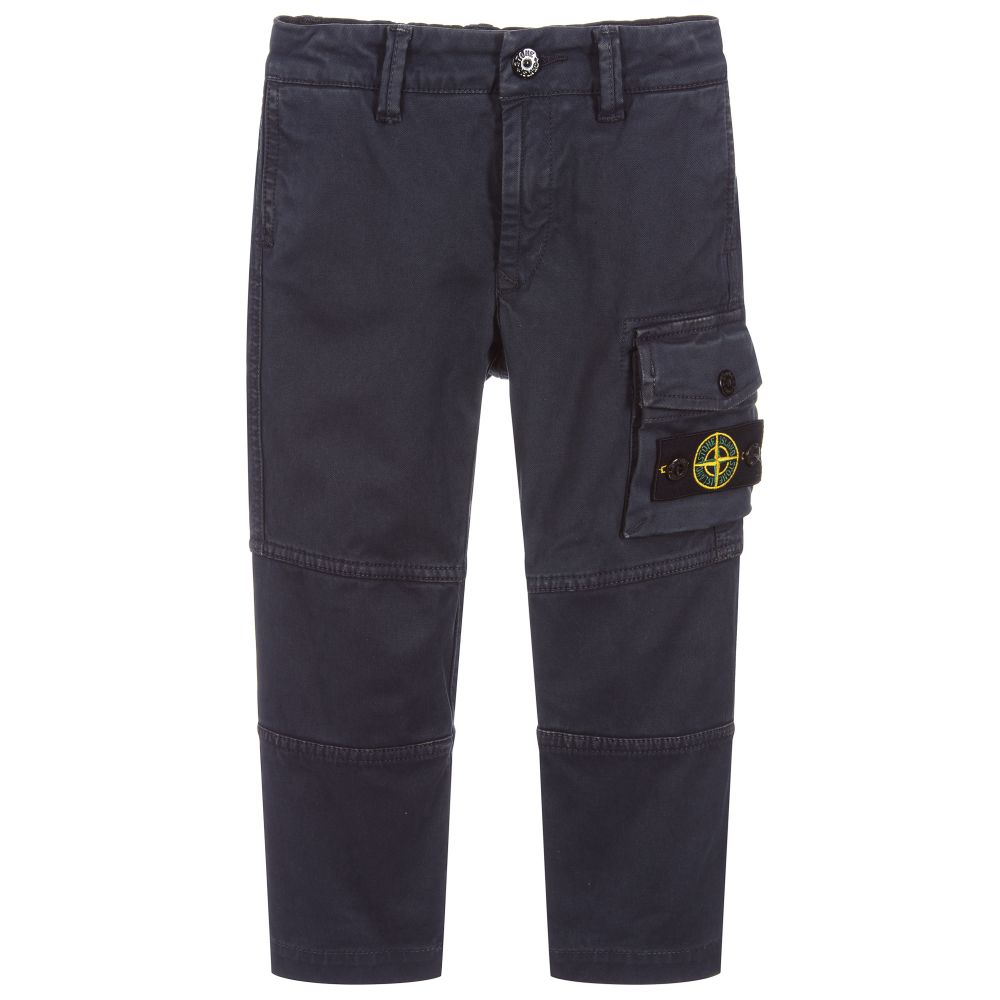 Stone Island Junior-Boys Blue Logo Cargo Trousers | Childrensalon Outlet