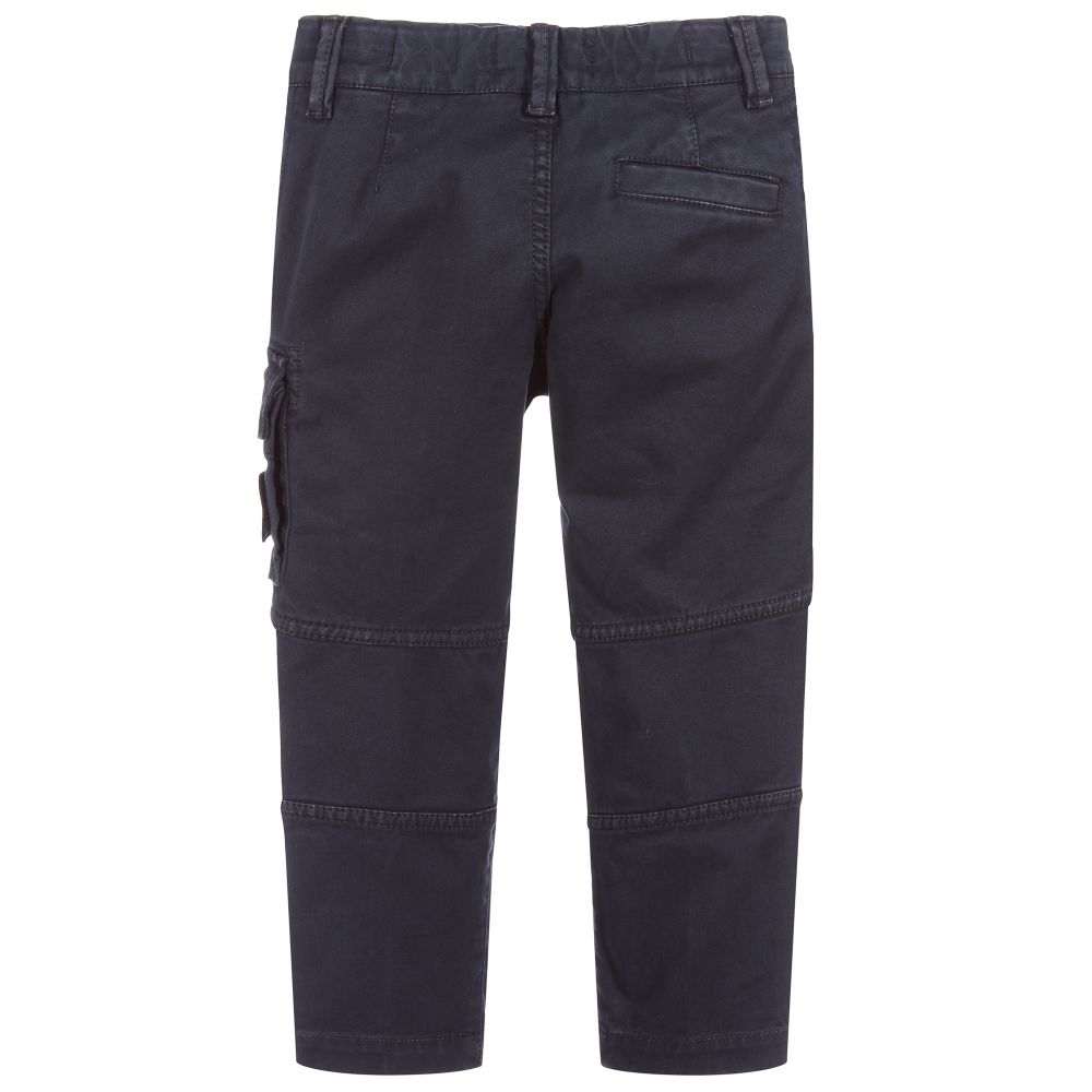Stone Island Junior-Boys Blue Logo Cargo Trousers | Childrensalon Outlet