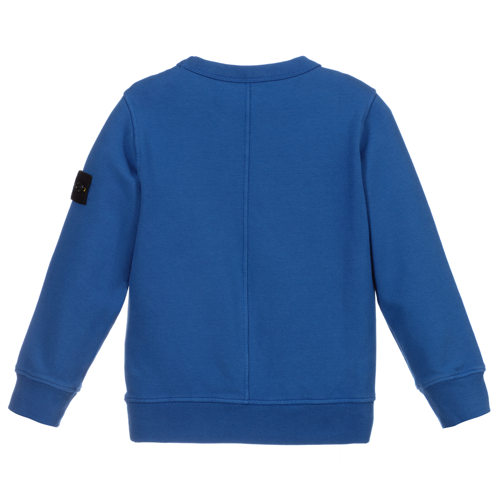 Stone Island Junior-Синяя толстовка из хлопка для мальчиков | Childrensalon Outlet