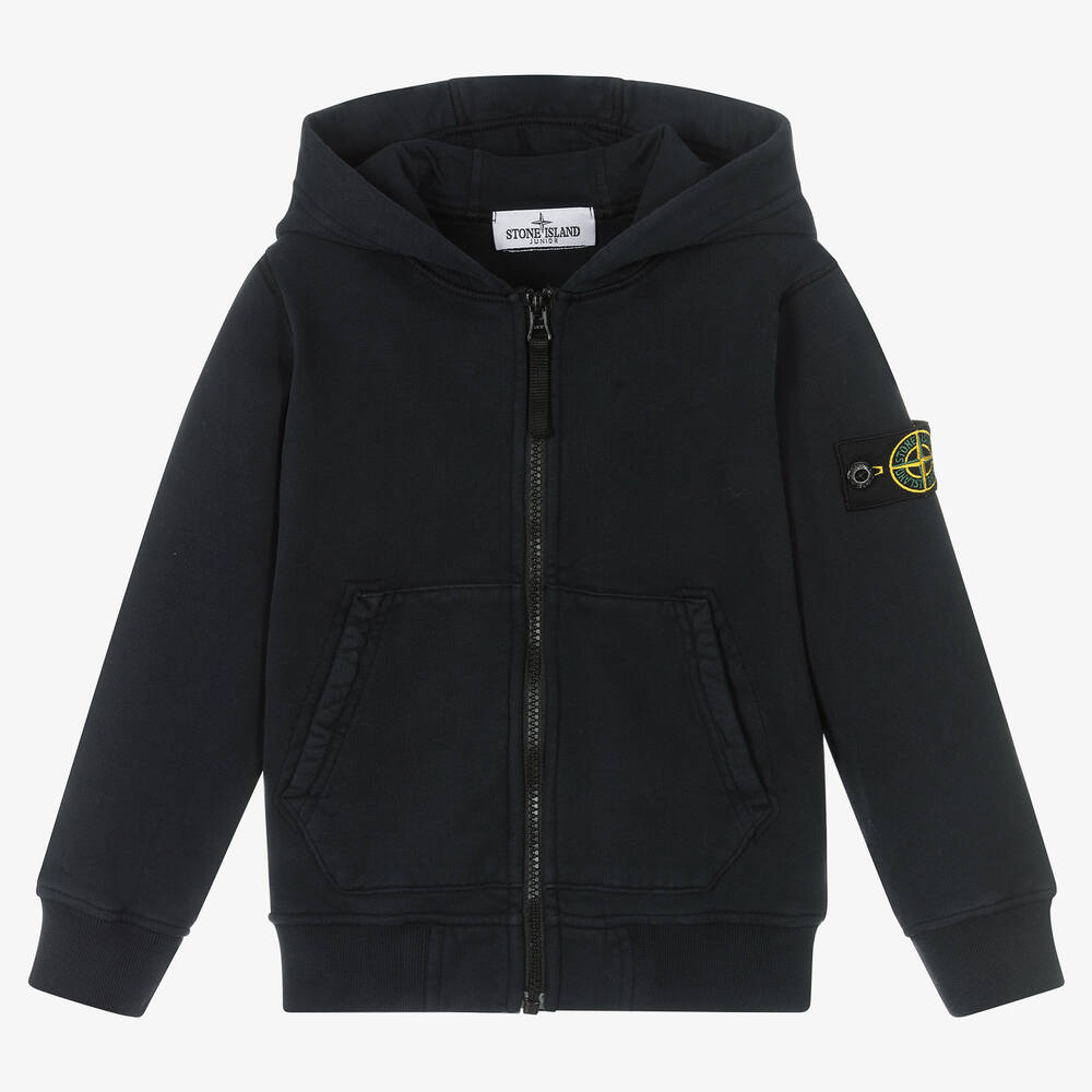 Stone Island Junior - Boys Blue Zip-Up Hoodie | Childrensalon