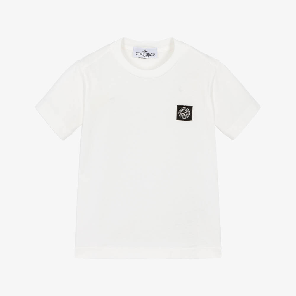 Stone Island Junior-Boys Casual White Cotton Top | Childrensalon Outlet