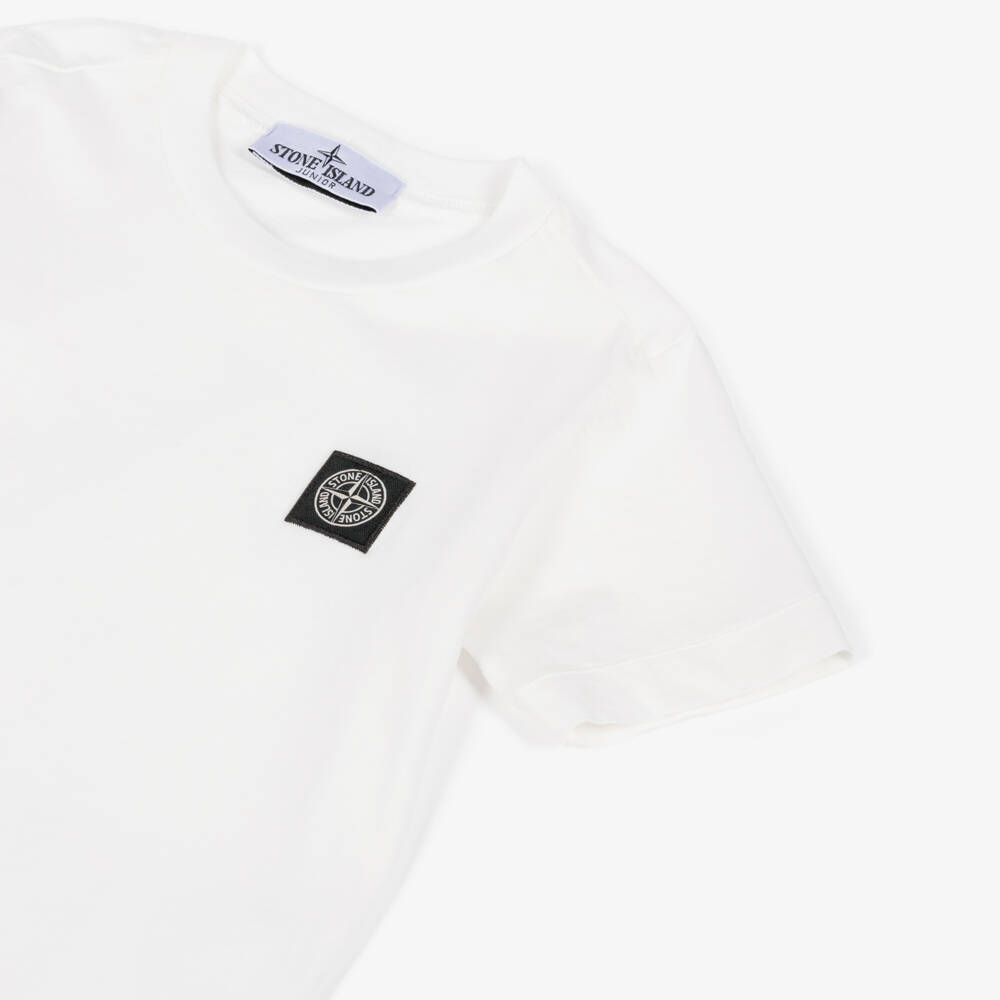 Stone Island Junior-Boys Casual White Cotton Top | Childrensalon Outlet