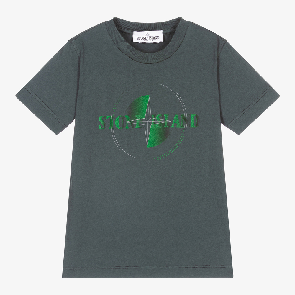 Stone Island Junior-Boys Green Cotton Logo T-Shirt | Childrensalon Outlet