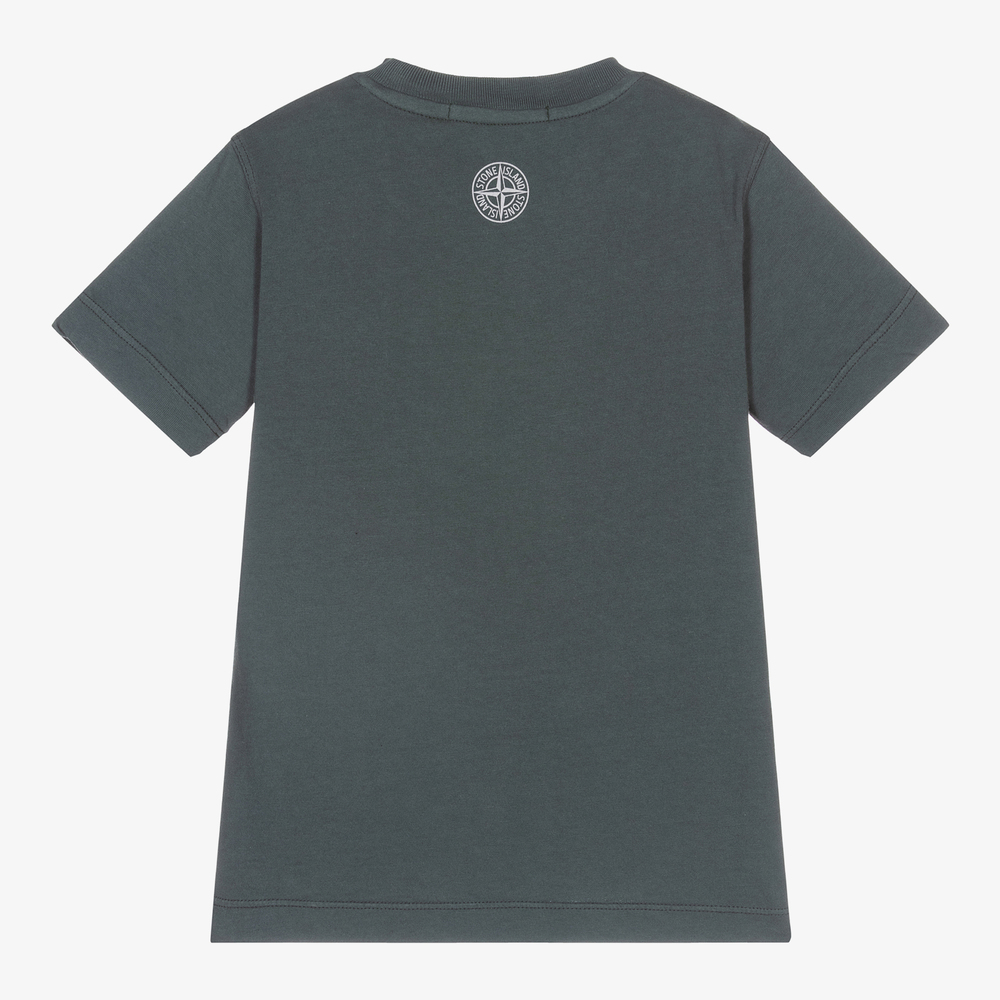 Stone Island Junior Boys Green Cotton Logo T Shirt Childrensalon Outlet