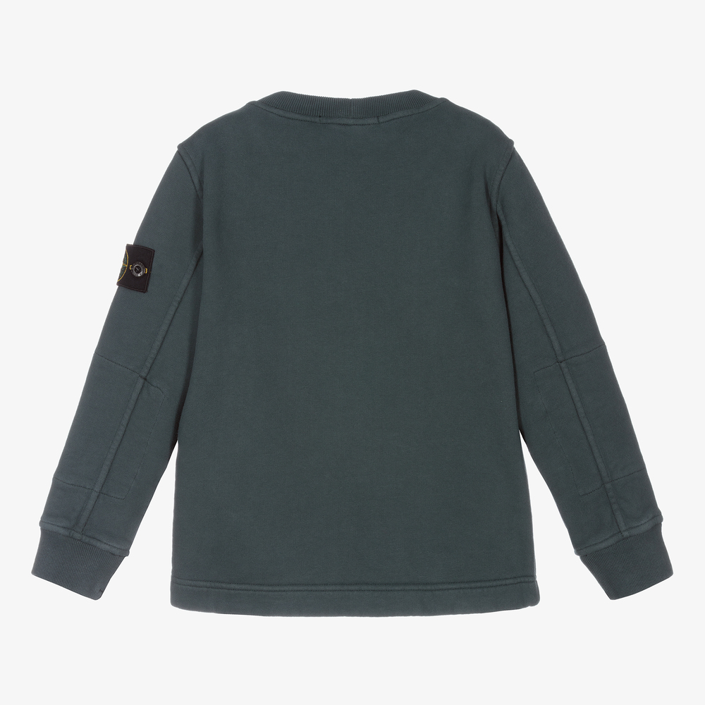 Stone Island Junior Boys Green Logo Sweatshirt Childrensalon Outlet