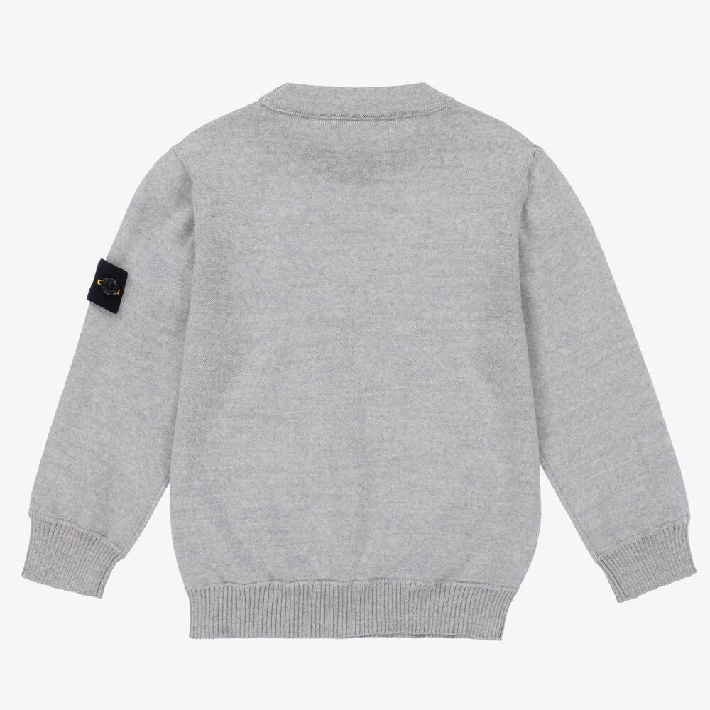 Stone Island Junior Boys Grey Wool Sweater Childrensalon Outlet