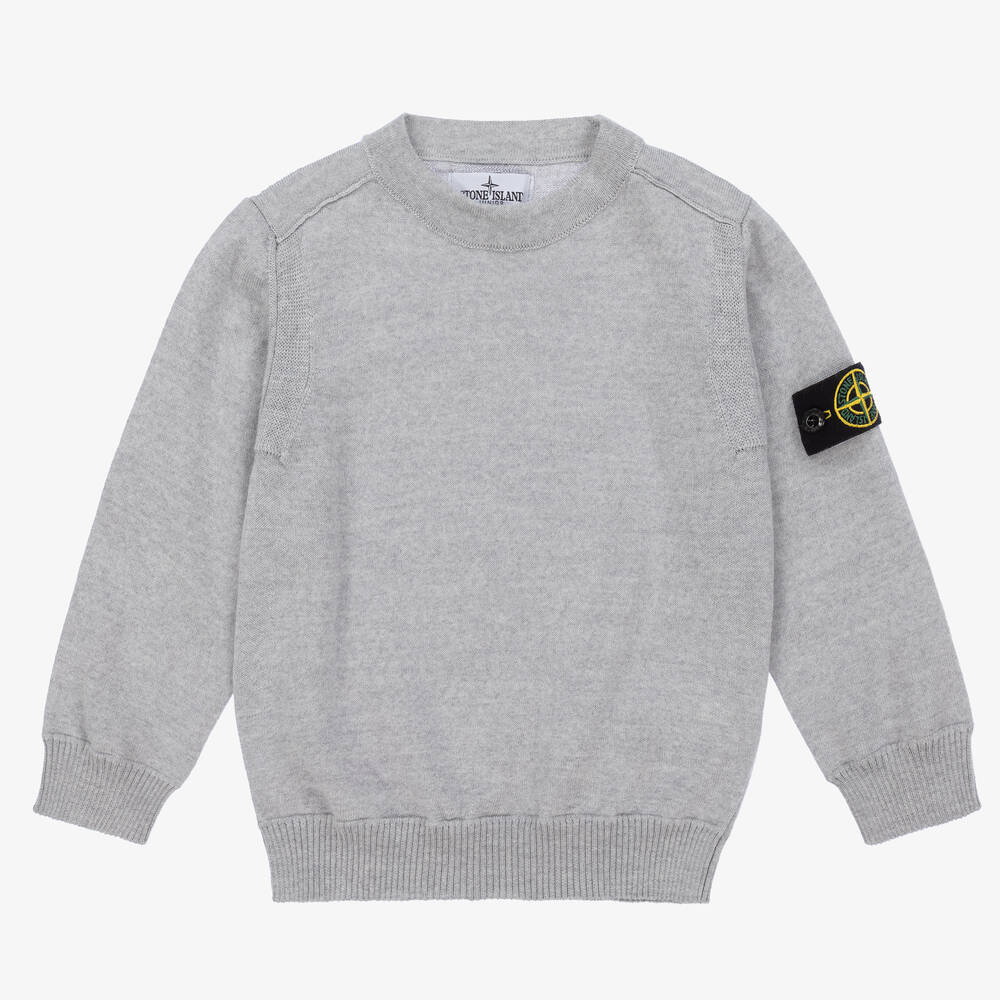 Stone Island Junior - Серый шерстяной свитер для мальчиков | Childrensalon