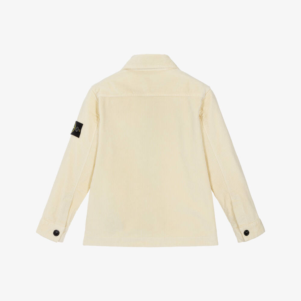 Stone Island Junior-Boys Ivory Corduroy Zip Shirt | Childrensalon Outlet
