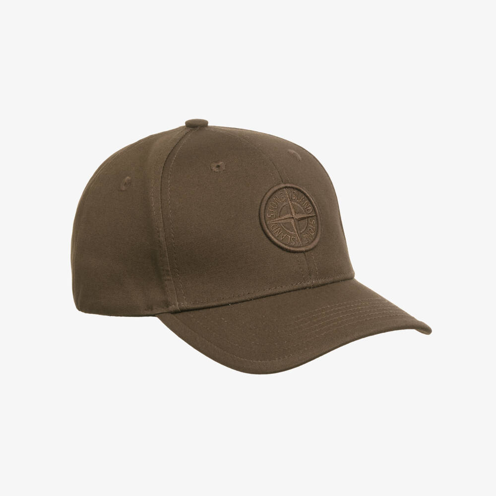 Stone Island Junior-Boys Khaki Green Canvas Baseball Cap with Logo | Childrensalon Outlet