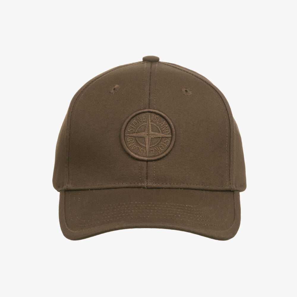 Stone Island Junior-Boys Khaki Green Canvas Baseball Cap with Logo | Childrensalon Outlet