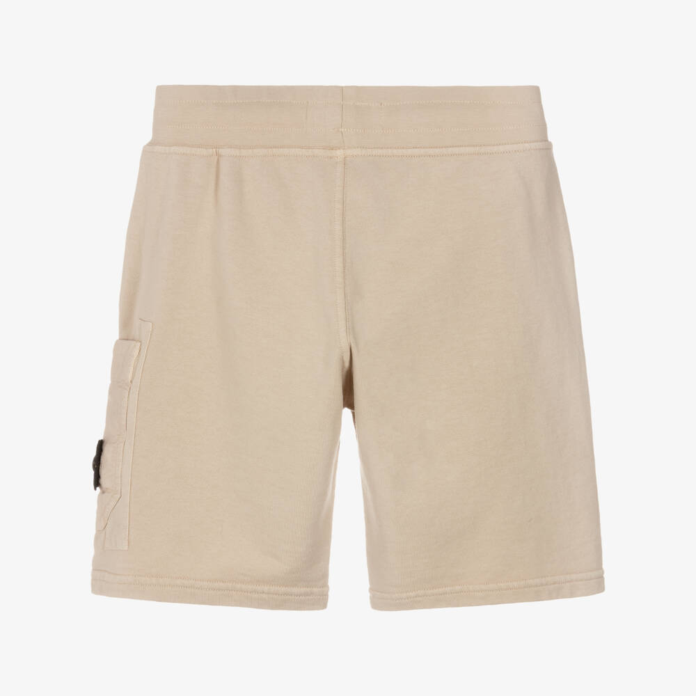 Stone Island Junior-Boys Light Beige Cotton Jersey Shorts | Childrensalon Outlet