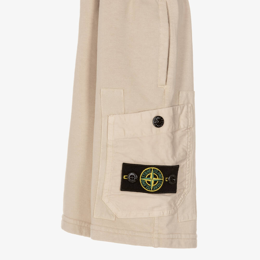 Stone Island Junior-Boys Light Beige Cotton Jersey Shorts | Childrensalon Outlet