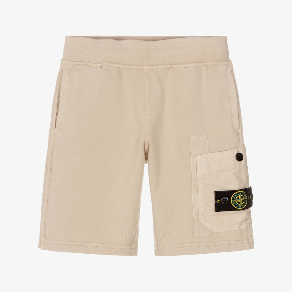Stone Island Junior-Boys Light Beige Cotton Jersey Shorts | Childrensalon Outlet