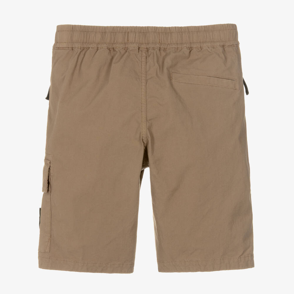 Stone Island Junior-Boys Light Brown Cotton Cargo Shorts | Childrensalon Outlet