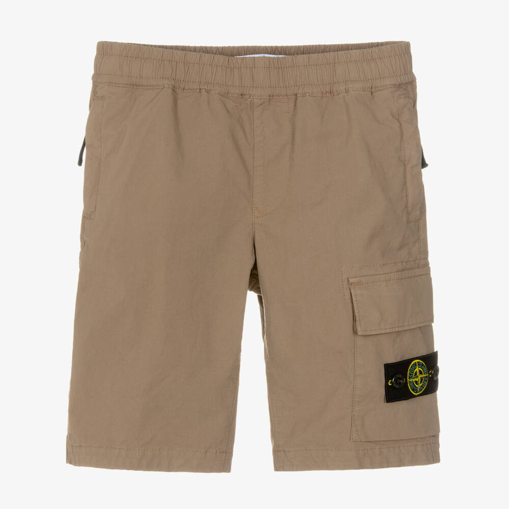 Stone Island Junior-Boys Light Brown Cotton Cargo Shorts | Childrensalon Outlet