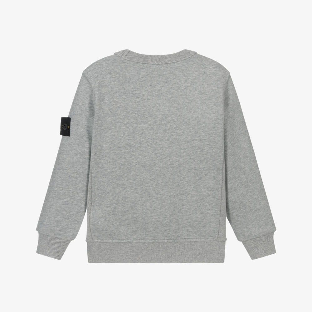 Stone Island Junior-Boys Light Grey Organic Cotton Compass Badge Sweatshirt | Childrensalon Outlet