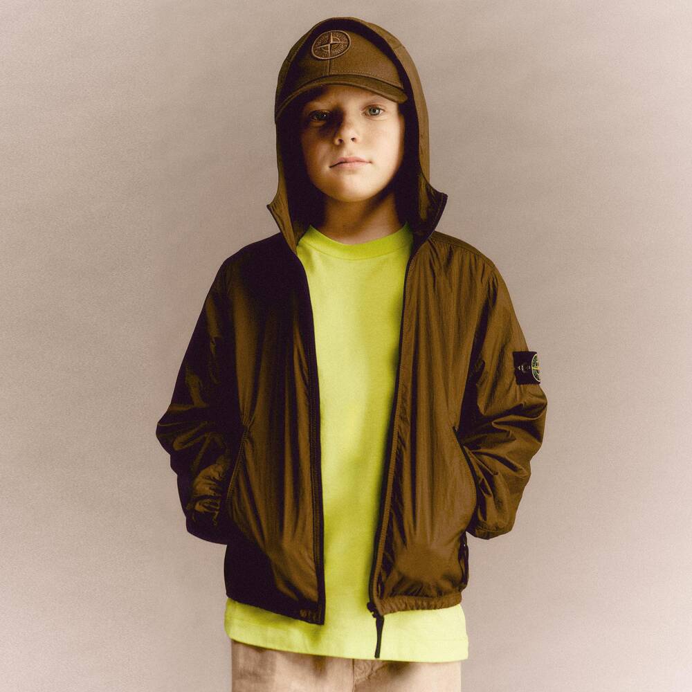 Stone Island Junior-Boys Lime Green Cotton T-Shirt with Compass Logo Patch | Childrensalon Outlet
