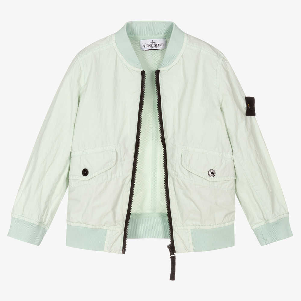 Stone Island Junior Boys Mint Green Bomber Jacket