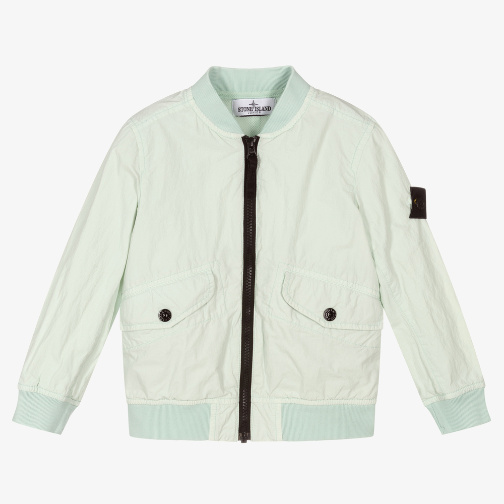 Stone Island Junior - Boys Mint Green Bomber Jacket | Childrensalon