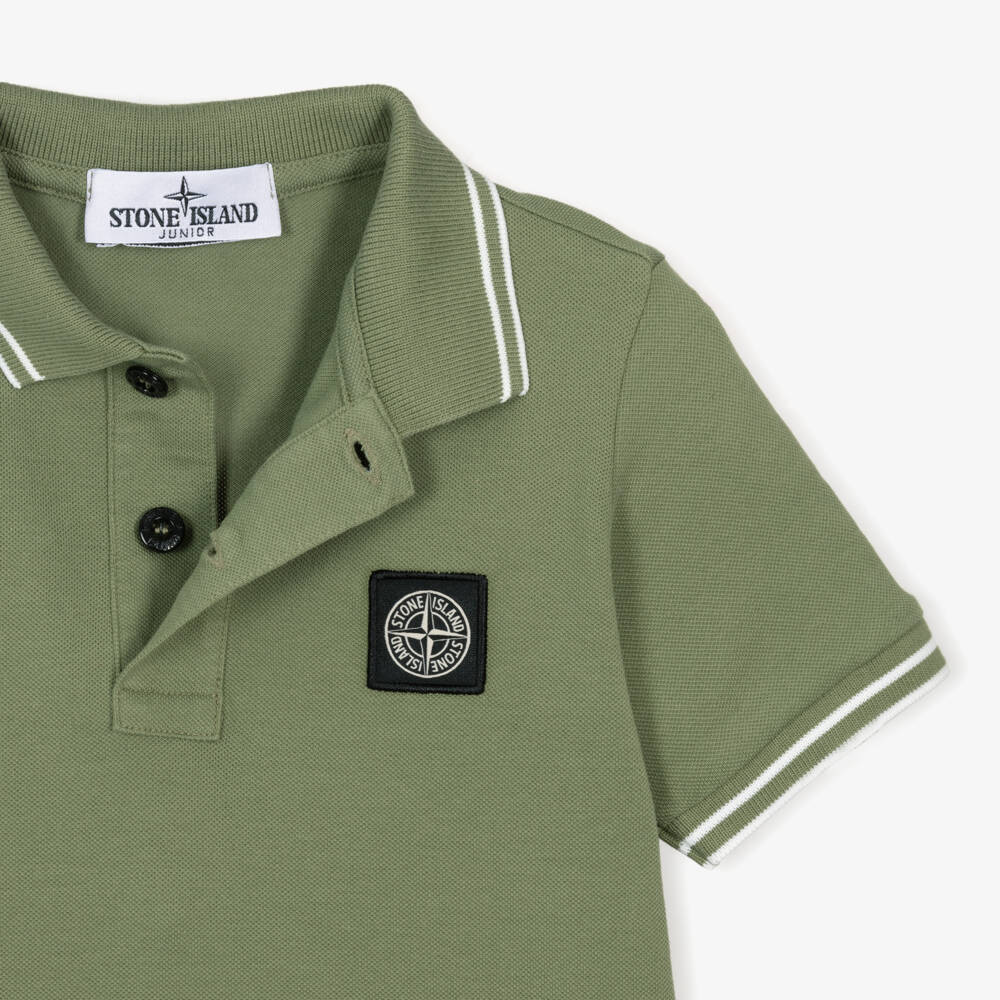 Stone Island Junior-Boys Moss Green Organic Cotton Polo Shirt | Childrensalon Outlet