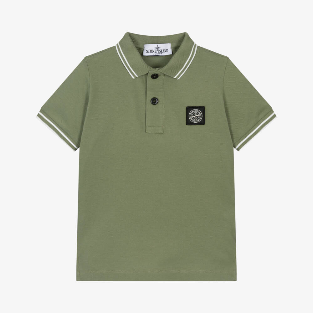 Stone Island Junior-Boys Moss Green Organic Cotton Polo Shirt | Childrensalon Outlet